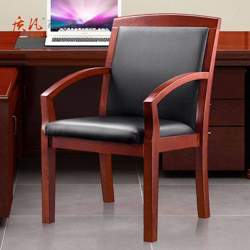 苏宁 质凡 办公家具 电脑椅培训椅实木牛皮550*440*915mm/把高清大图