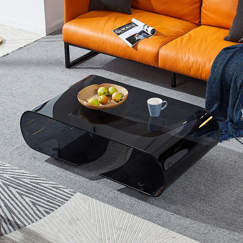 玻璃茶几透明移动茶桌家用椭圆形简约现代茶台会客桌子客厅小户型