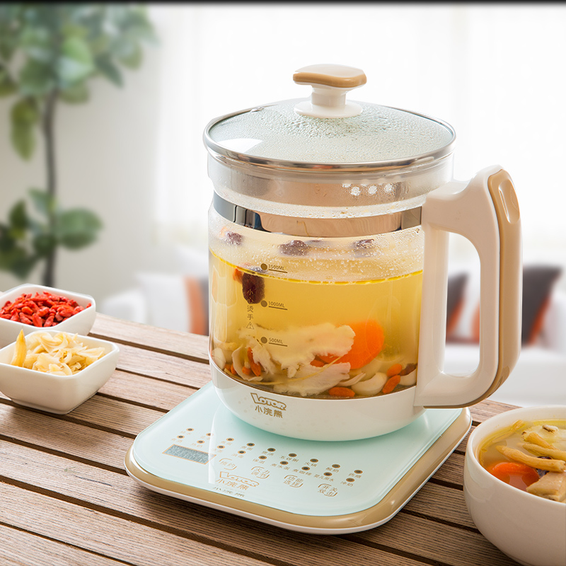 小浣熊养生壶全自动加厚玻璃电煮茶壶多功能烧水花茶壶烧茶煮茶器浅粉