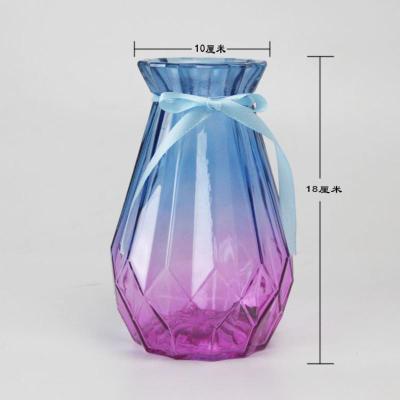 花瓶摆件客厅装饰品插花干花藤编草编织花盆花篮花桶多肉特价清仓 蓝红渐变花瓶