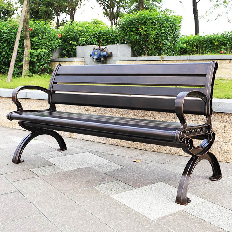 苏宁 质凡 办公家具休闲庭院公园户外带靠背铸铝座椅 1.5米带靠背高清大图