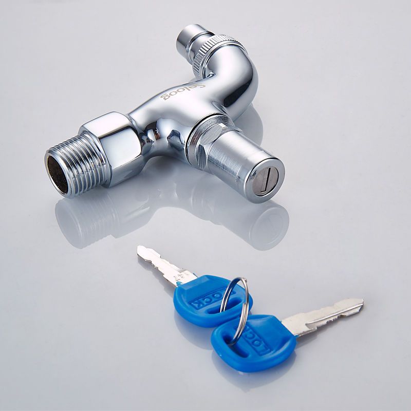 时龙单冷全铜带锁水龙头户外防盗带钥匙加锁罩家用室外洗衣机龙头全铜