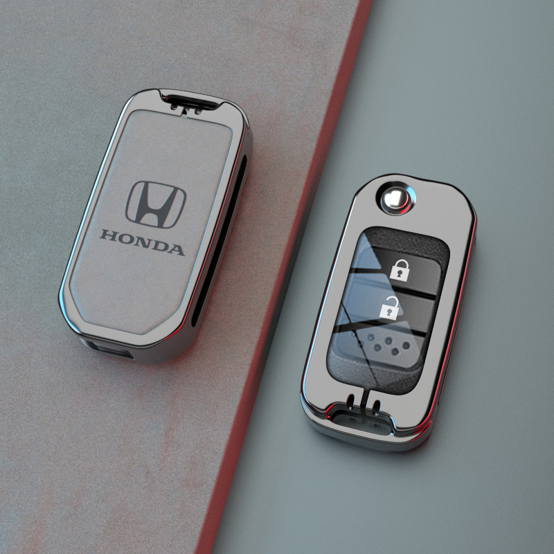 【补贴10%】2023款本田钥匙套crv缤智xrv男士hrv皓影思域urv雅阁凌派汽车壳扣 折叠款枪灰【锌合金】单壳