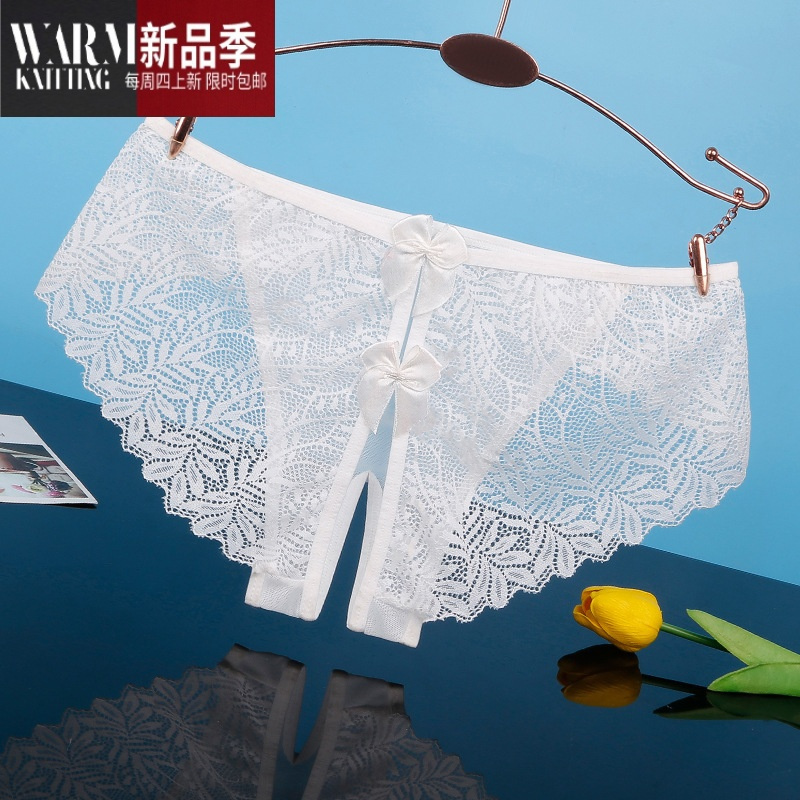 SHANCHAO内裤女蕾丝性感迷人少女薄透气可爱蝴蝶结新款开裆三角裤