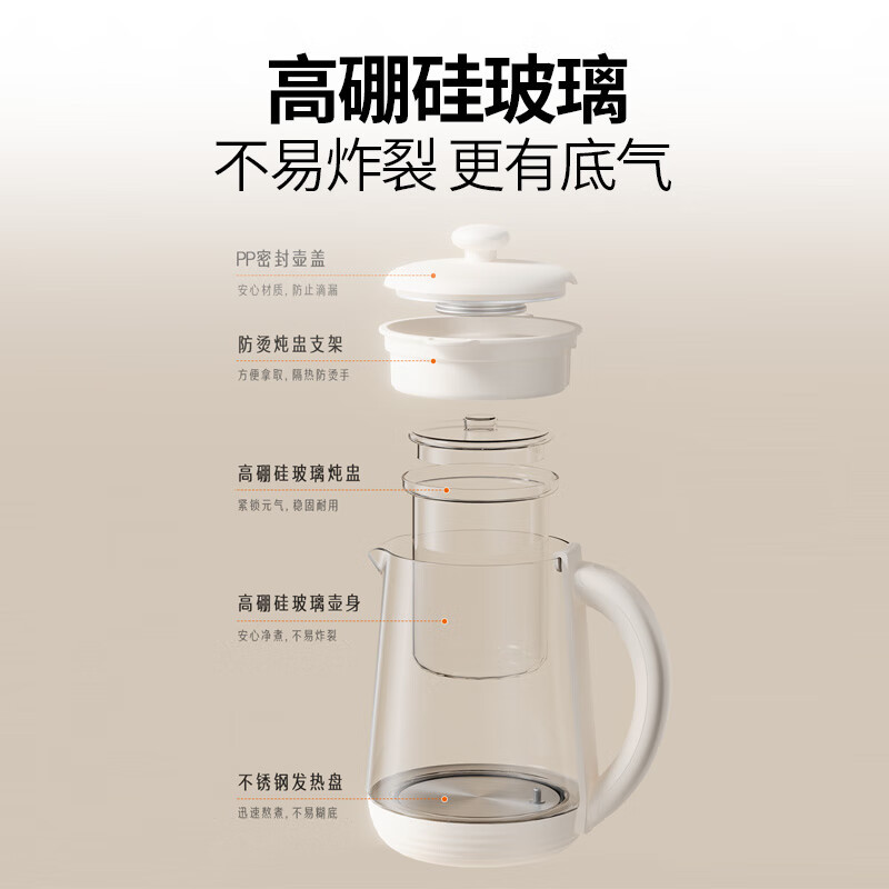 九阳(Joyoung)养生壶玻璃花茶壶 1.5L 12大功能11档控温 电水壶热水壶烧水壶K15D-WY123(茶炖)