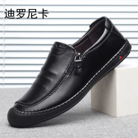 迪罗尼卡2022春夏季新款休闲男鞋套脚懒人鞋圆头男士皮鞋手工鞋真皮鞋1211