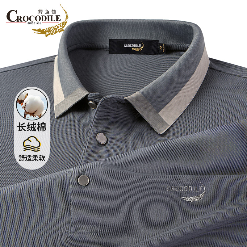鳄鱼恤CROCODILE 专款男士T恤中青年爸爸装父亲长袖POLO衫高清大图