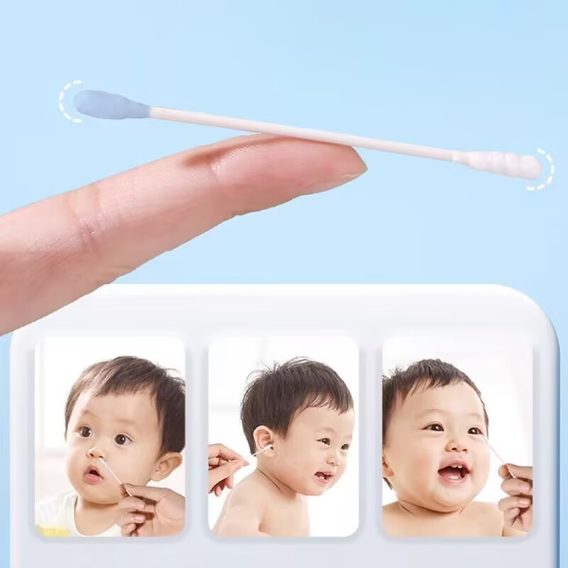 海氏海诺 50支独立装螺旋款宝宝掏耳鼻孔清洁双头棉棒婴儿粘性清洁棉棒纸轴棉签高清大图