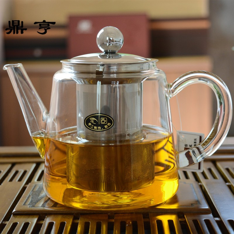 鼎亨耐热玻璃功夫泡茶壶家用冲茶器不锈钢过滤玻璃茶壶套装茶具