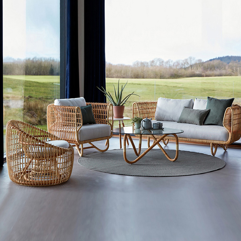 质凡户外沙发藤椅组合双人庭院花园露台室外休闲防雨防晒藤编民宿家具 单人沙发高清大图