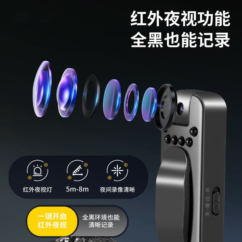 高清夜视像机智能高清1080P降噪旋转背夹插卡摄像机高清大图