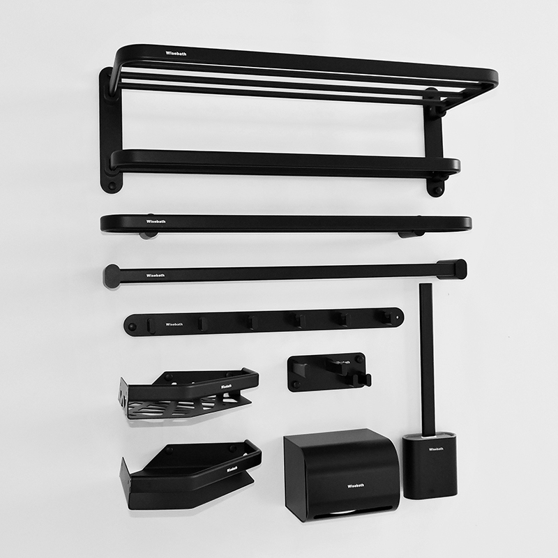 卫百斯卫浴系列套装太空铝卫浴9件套毛巾架浴巾架卫生间淋浴间配件套装