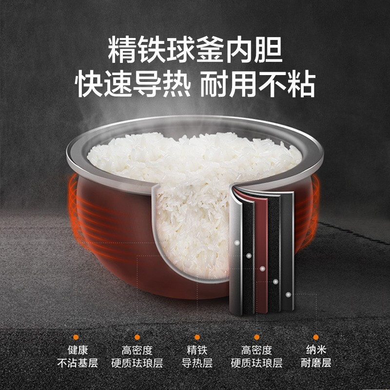 苏泊尔(SUPOR)电饭煲4L家用智能精铁球釜内胆IH电磁立体环绕加热电饭锅SF40HC850