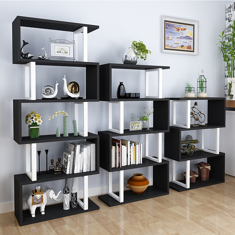 书架简易书柜自由组合铁艺展示架简约现代置物架客厅隔断架子壹德壹