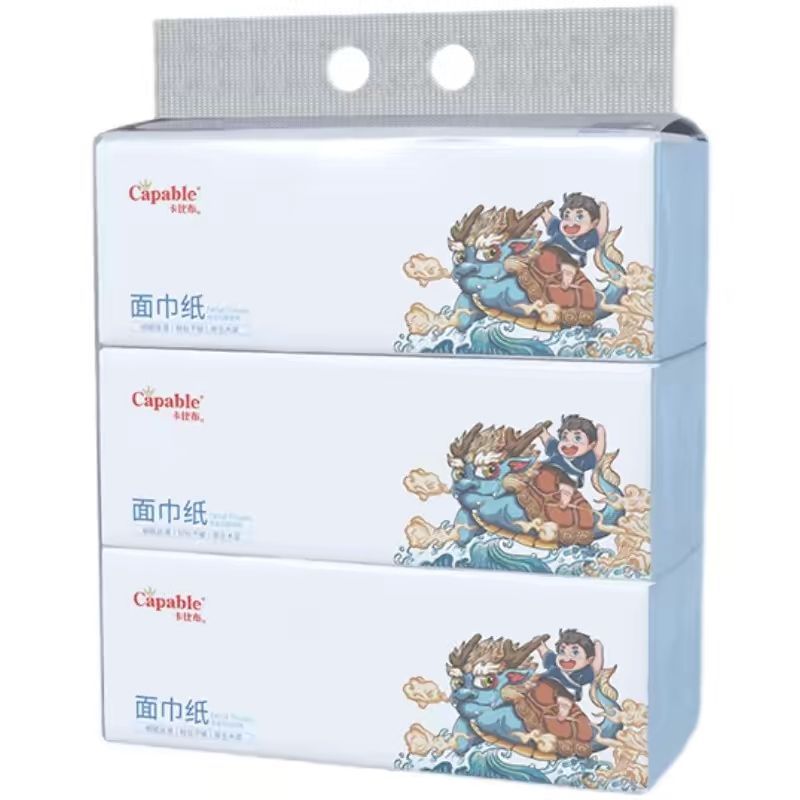 卡比布抽纸(全国包邮)可下多提链接国潮新品原生木浆升级加厚456张114抽3包/提抽纸母婴级纸巾轻柔可湿水不易破高清大图