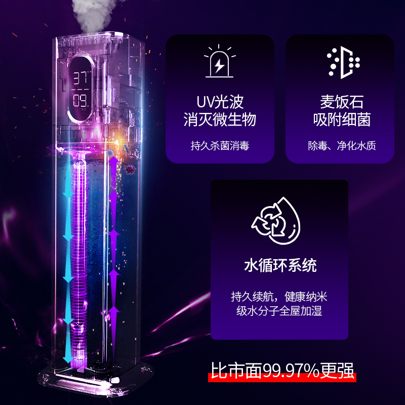 万途(WANTU) 上加水空气加湿器家用大雾量家用卧室杀菌大容量落地式空气加湿器净化器家用卧室孕妇婴儿大雾 wt-j16