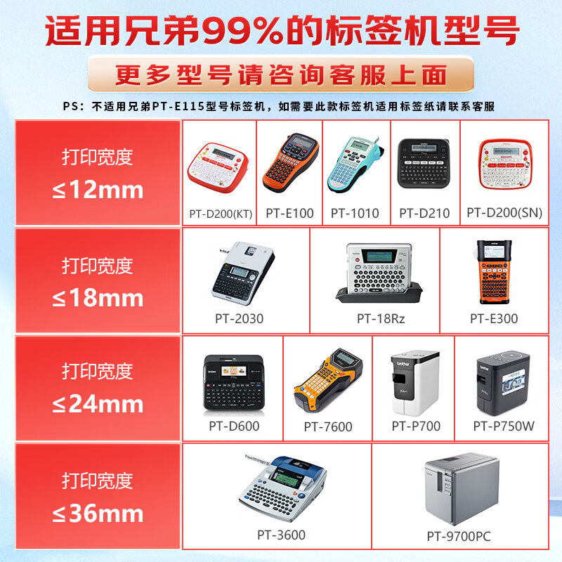 映美佳 标签机色带9mm黄底黑字TZe-621(4支装) 适用兄弟brother不干胶标签纸PT-D210高清大图