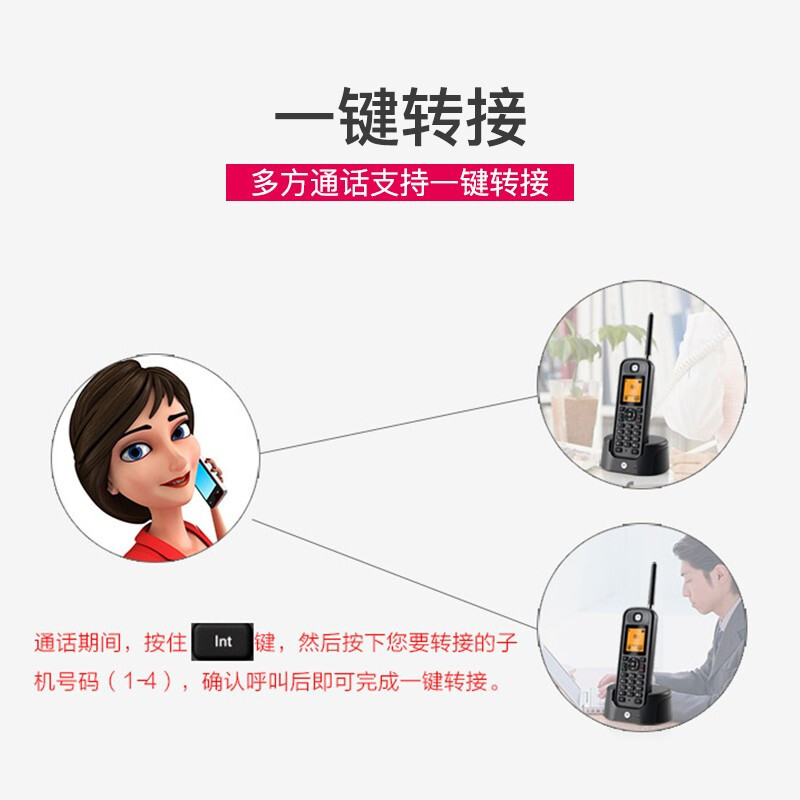 摩托罗拉O201C家用大功率穿墙超远距离子母机电话无绳移动座机无线字母电话机O201C黑色单子机(需搭配同型号发射器)