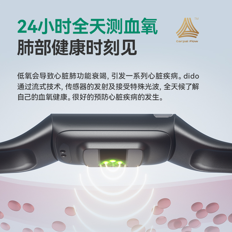 dido F50 高精度血糖无创血压血氧手环智能免扎针24小时动态心率 运动睡眠跑步测量仪 心电老人男女 标配尊贵黑高清大图
