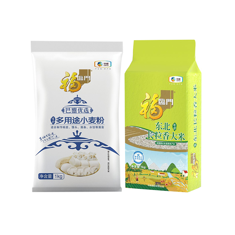 福临门唯粹东北长粒香大米1kg+巴盟优选多用途小麦粉1kg