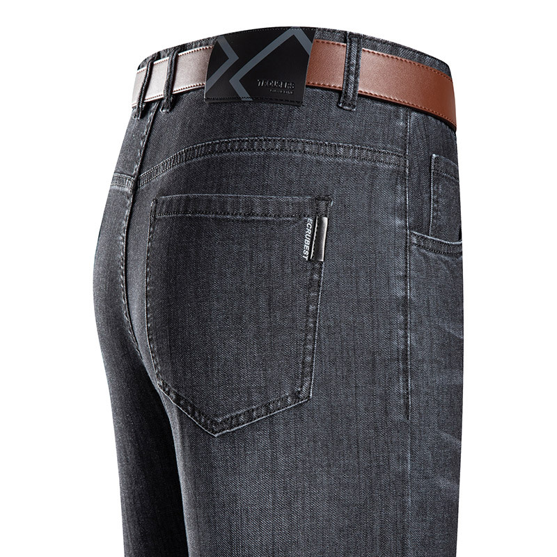 大牌牛仔裤男夏季薄款宽松直筒弹力高端商务男士中年爸爸休闲裤子青年男装牛仔裤155矮小个子小码27显高直筒运动修身长裤