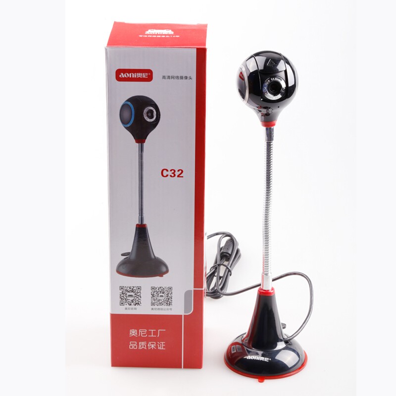 奥尼(aoni) C32 1080P高清 钛合金软管 免装驱动 内置麦克风 摄像头 (计价单位:个) 黑色高清大图