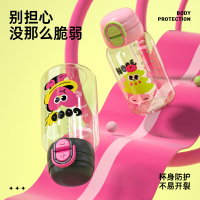 炊大皇儿童水杯双饮吸管杯tritan塑料杯上学大容量夏杯子女带背带