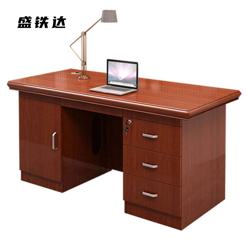 盛铁达 实木办公桌椅组合1桌1椅1400*700*760mm STD-BGZ1014 套高清大图