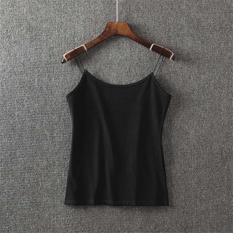 韩版内搭小带背心女短款夏纯棉百搭白色紧身时尚打底衫学生上衣白色s