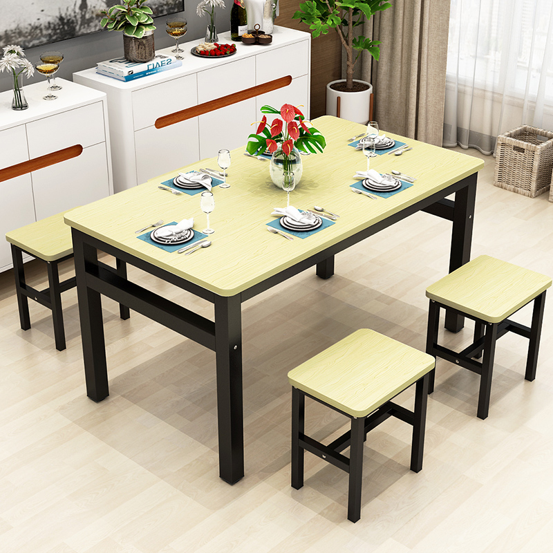 鑫环境 120*60*74一桌四椅 桌椅组合食堂餐馆家用吃饭桌出租房用小户型快餐桌小吃店桌子