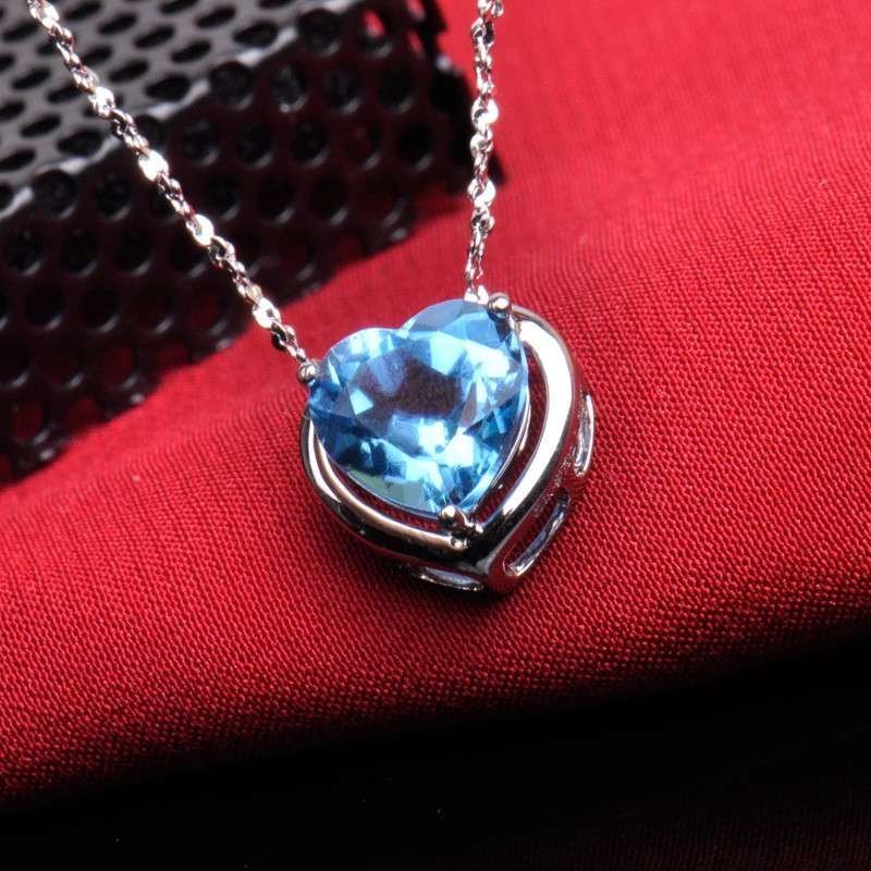 梦克拉Mkela 18K金镶蓝色托帕石吊坠 蓝情 宝石吊坠