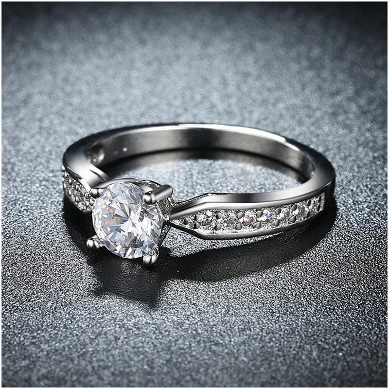 R831-CCouple Love Gold Rings铂金订婚戒指男女钻石情侣简约日韩送女朋友七夕情人节礼物
