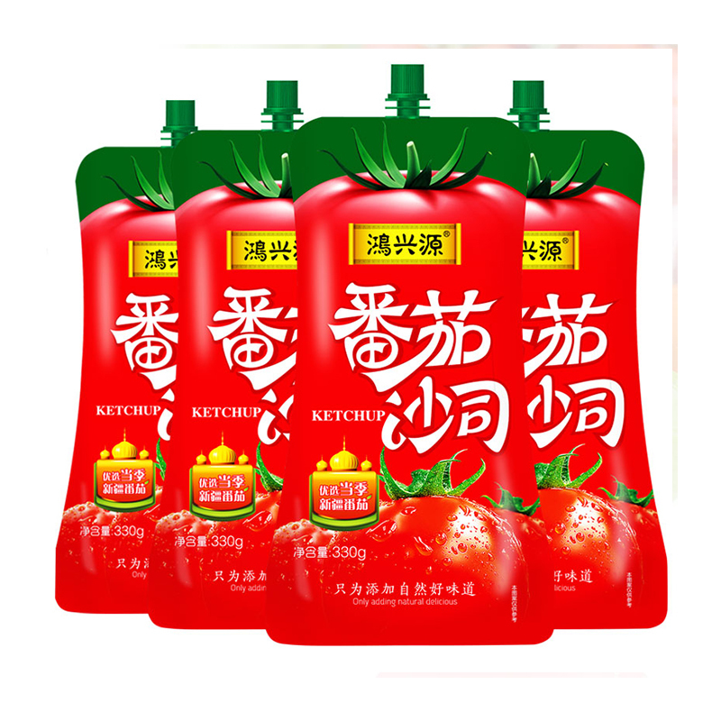 [鸿兴源]番茄沙司330g*4袋番茄酱小包肯德基意面薯条酱意大利面酱kfc番茄沙司袋装