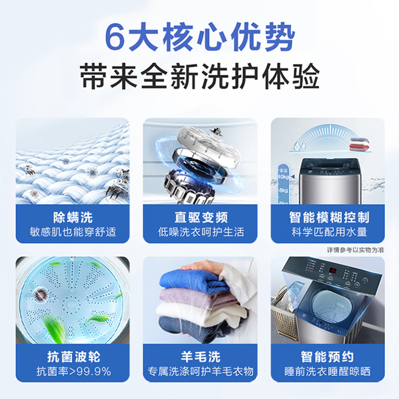 海尔(Haier)波轮洗衣机10kg大容量全自动家用直驱变频1级智能预约桶自洁超净洗除螨洗羊毛洗XQB100-BZ506高清大图