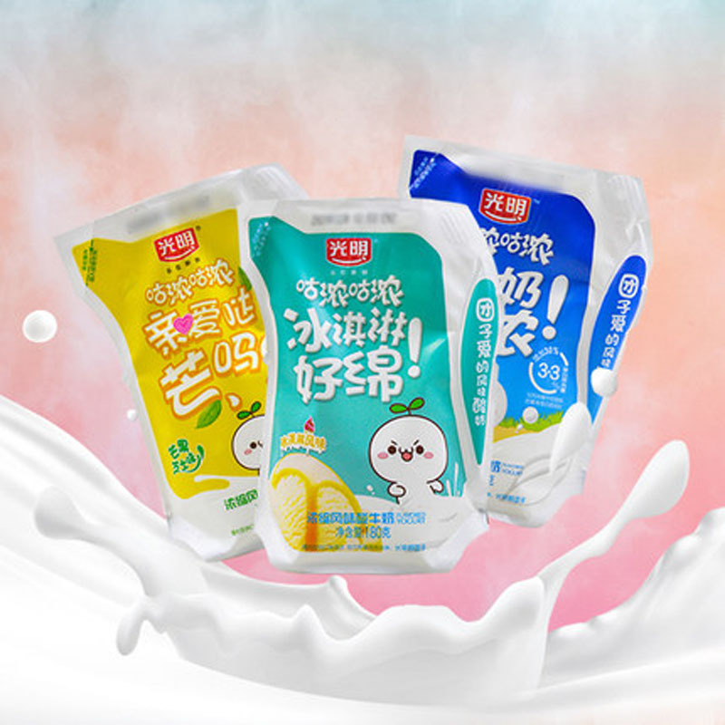 光明酸奶咕浓冰淇淋芒果芝士酸牛奶原味风味发酵乳180g12袋装视频