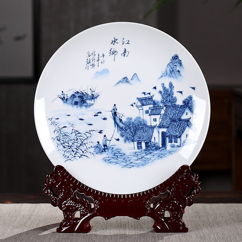 马到成功陶瓷子摆件家居家博古架摆设酒柜办公室客厅工艺品 三维工匠 三羊开泰盘子+龙头架高清大图