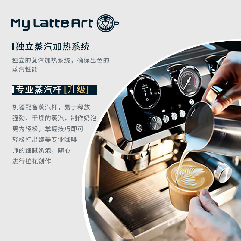 德龙 (Delonghi)咖啡机 冷萃半自动咖啡机 家用现磨意式研磨一体机 全自动打奶泡 银骑士 EC9865.M高清大图