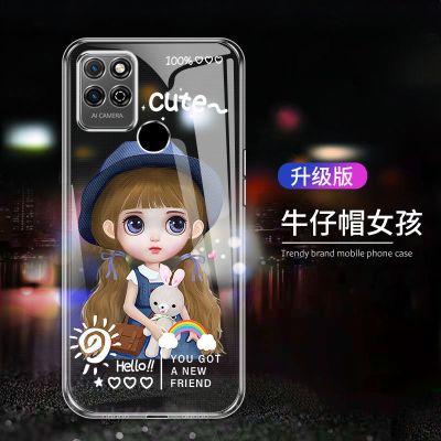 荣耀play5T手机壳魔方透明play5T手机套全包高端女款超薄防摔软壳 直边透明-牛仔帽女孩 -荣耀play5T
