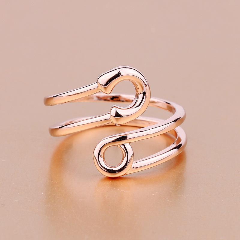 新款韩版简约百搭个性创意别针女士戒指ywbm5381送女朋友七夕情人节