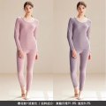 浪莎秋衣秋裤女士套装内穿打底棉毛衫圆领无痕保暖内衣女衬衣衬裤 165(L) 樱花粉+淡紫色