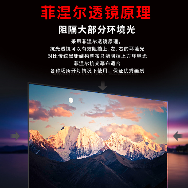 超短焦菲涅尔硬屏柔性屏 激光电视屏幕 4k超清高增益抗光屏长虹峰米海信丽美光学白天抗光投影幕布 120吋菲涅尔柔性高清大图
