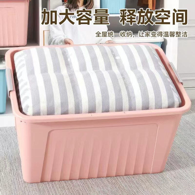 [大容量]收纳箱家用住校宿舍收纳神器整理箱衣服被子储物箱特大号高清大图