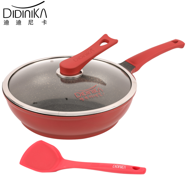 迪迪尼卡(Didinika)麦饭石不粘锅无烟锅平底炒锅网红麦饭石家用30cm炒锅+硅胶铲子