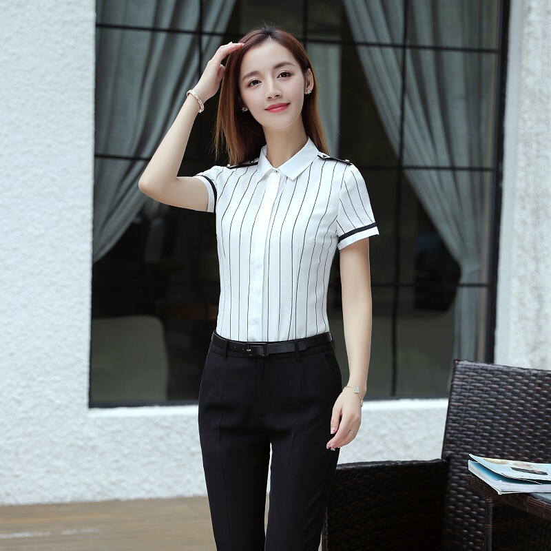 职业套装女装两件套夏季短袖OL套裙面试正装衬衫珠宝店工作服工装