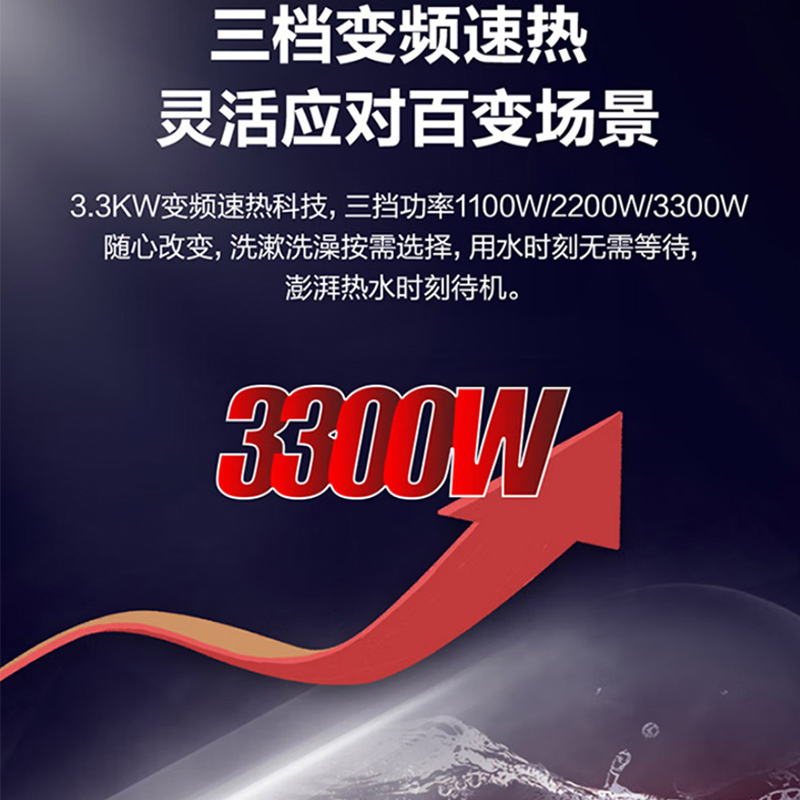 海尔(Haier)电热水器60升家用3300W变频安全速热储水式一级能效WIFI智控健康抑菌洗6.5倍大水量J5