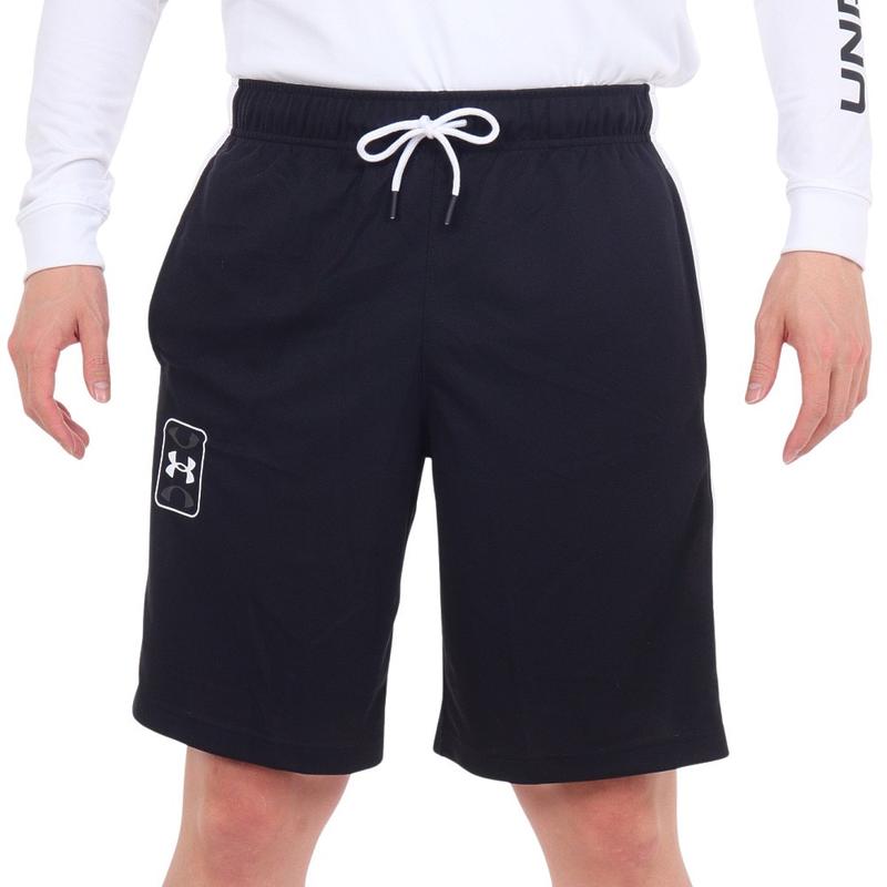 Under Armour男士透气速干篮球宽松运动休闲裤弹性腰绳侧兜耐用针织短裤高清大图