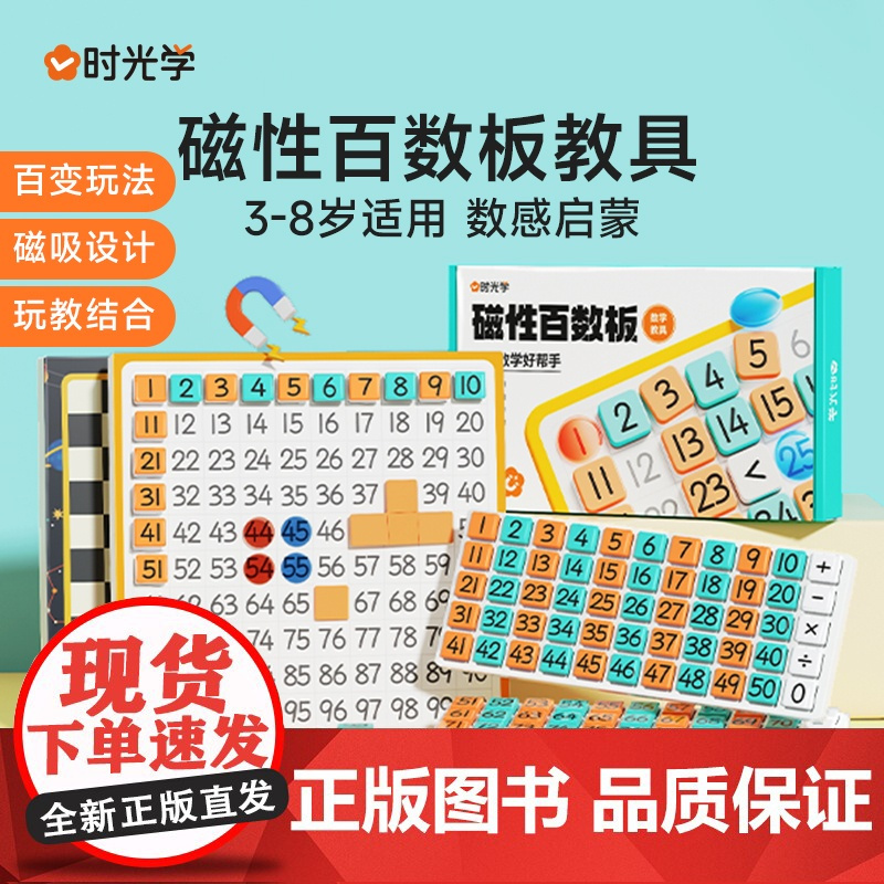时光学 磁性百数板数学教具儿童启蒙1到100加减乘除3-8岁数学启蒙