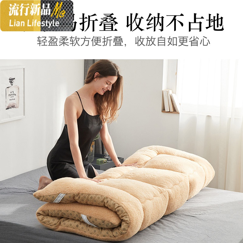 羊羔绒床垫软垫冬季毛绒加厚保暖1.5m家用厚学生宿舍单人床褥垫子 三维工匠高清大图