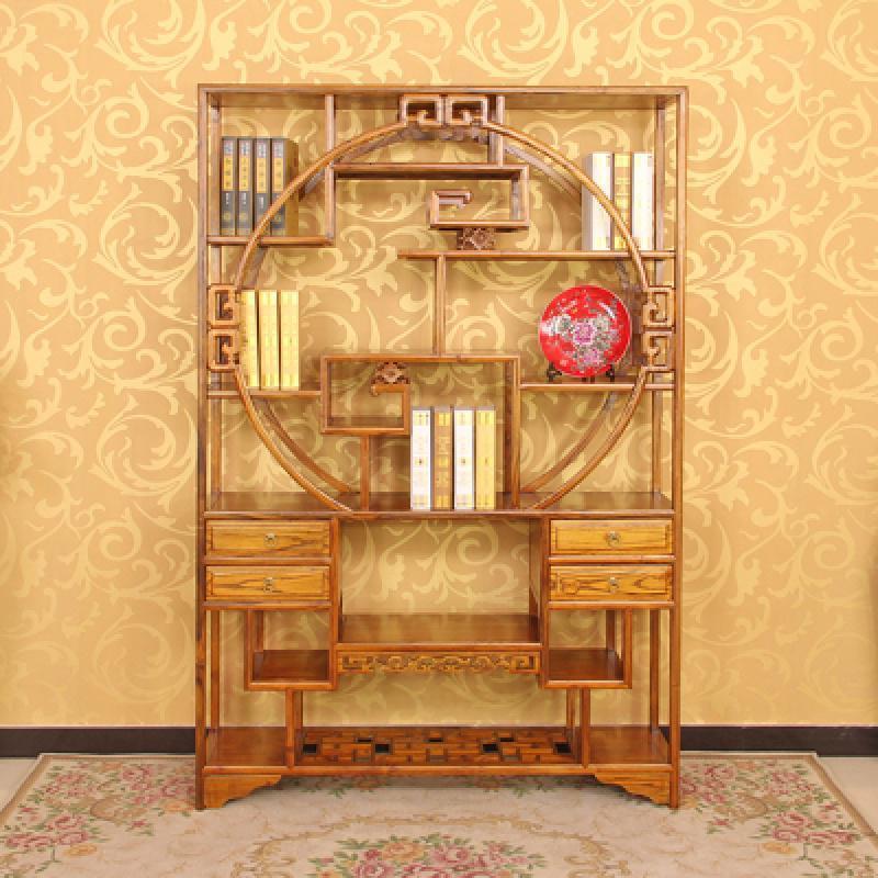 森美人博古架实木中式多宝阁展示柜古董置物茶具架隔断柜玄关柜陈列书柜 1.3米四斗多宝阁一个运费到付1-1.2米