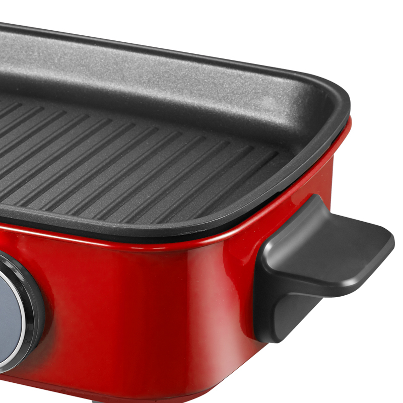 摩飞多功能锅家用电火锅电烤锅多功能料理锅烤涮一体锅mr9088全盘红色